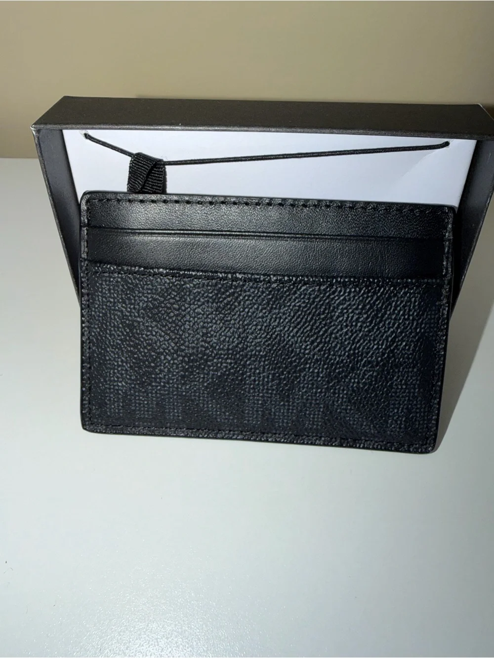 Michael Kors Black Textured Leather Card Case with Money Clip